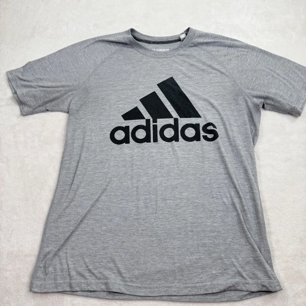 Adidas Ultimate Tee Mens Gray Heather‎ Performance Logo T-Shirt Large 4897A